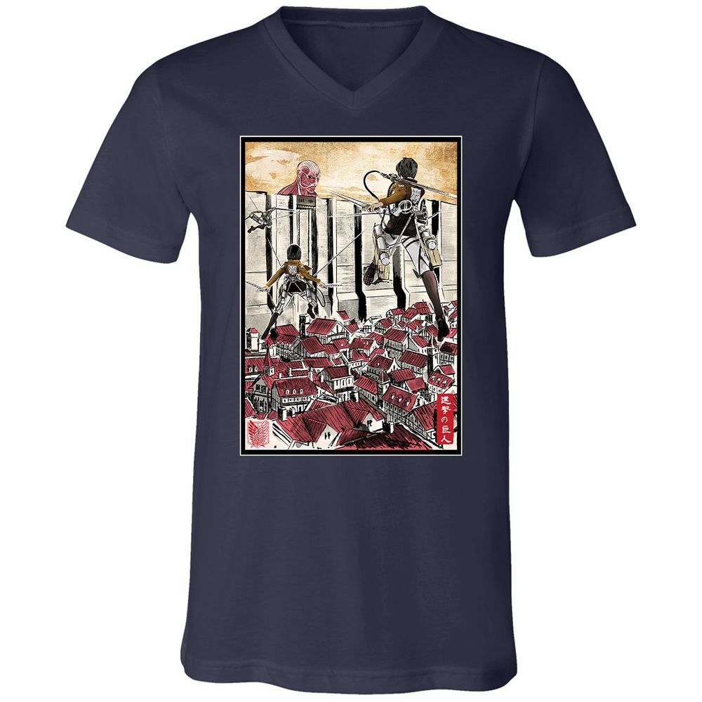 Unisex V-Neck T-Shirt - MYTWWEGZ - Navy - 2