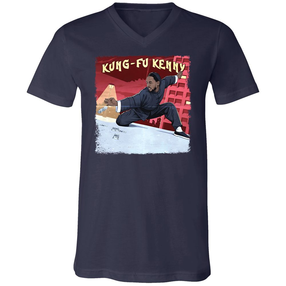 Unisex V-Neck T-Shirt - 7YE8R5FH - Navy - 2