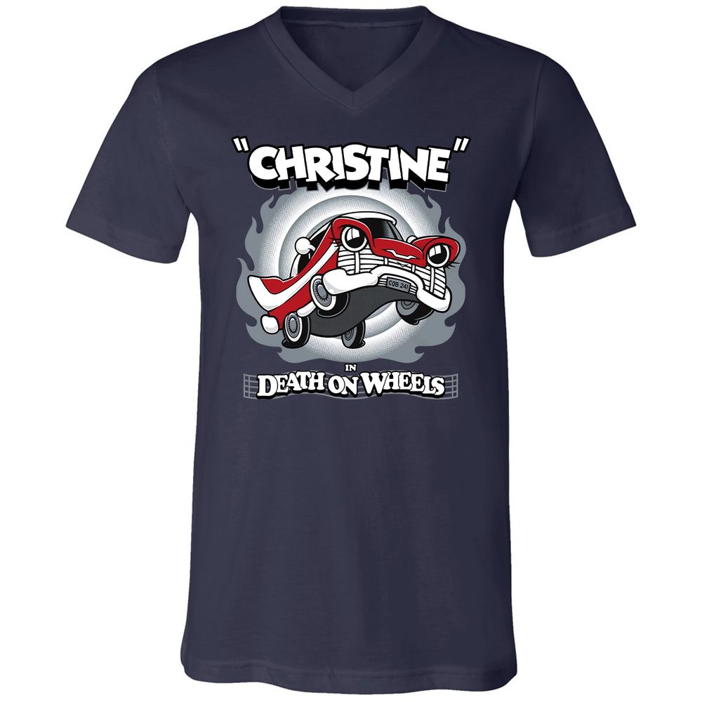 Unisex V-Neck T-Shirt - HTDZKFAT - Navy - 2