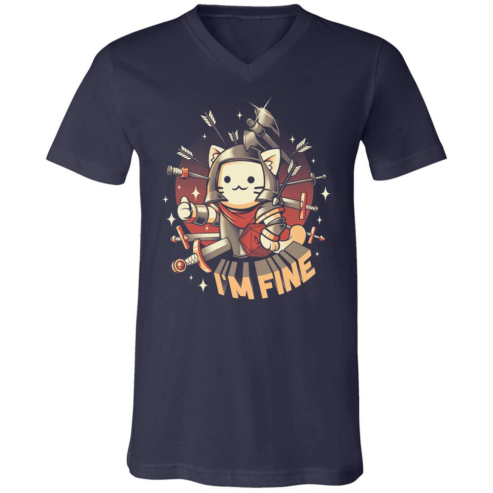 Unisex V-Neck T-Shirt - QXWVDEK6 - Navy - 2