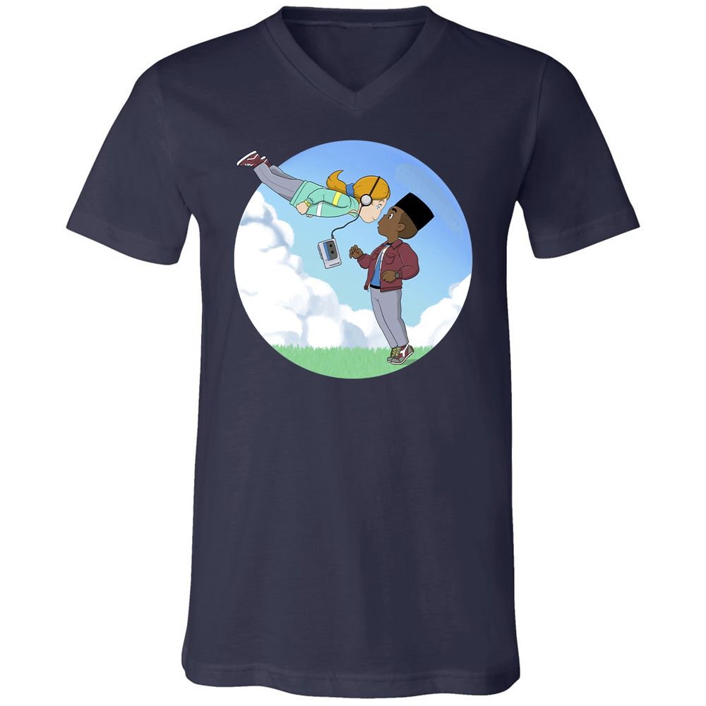 Unisex V-Neck T-Shirt - YQL1LWXH - Navy - 2