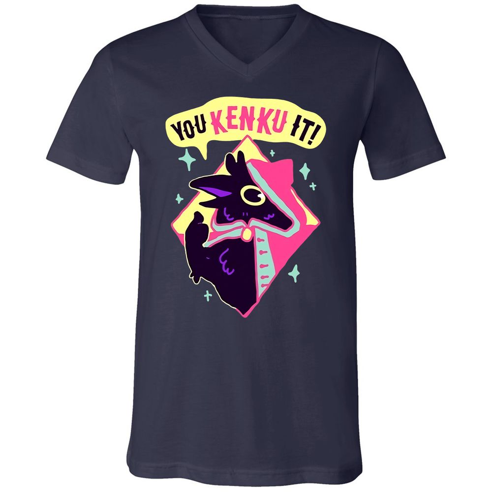 Unisex V-Neck T-Shirt - 4GUCF5S1 - Navy - 2