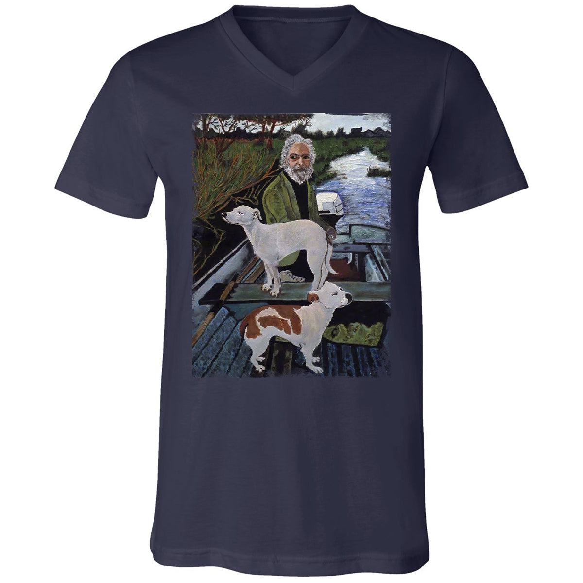 Unisex V-Neck T-Shirt - ZY8JYX1T - Navy - 2