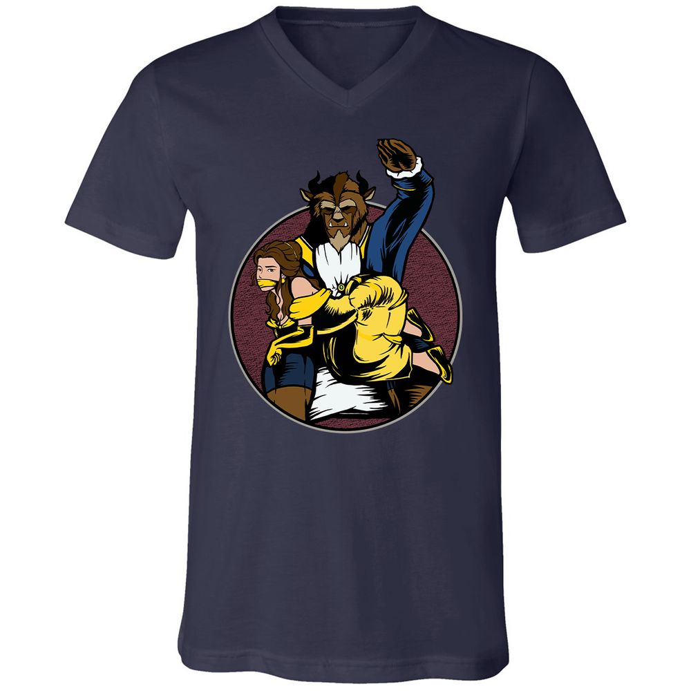 Unisex V-Neck T-Shirt - 41B8CMJA - Navy - 2