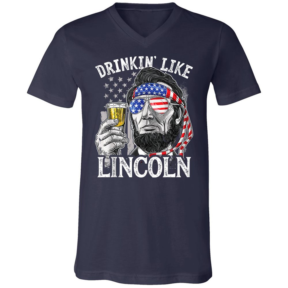 Unisex V-Neck T-Shirt - BAGSCTKH - Navy - 2