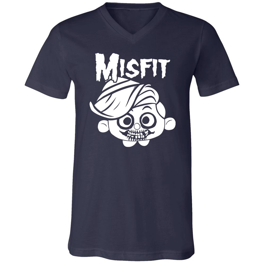 Unisex V-Neck T-Shirt - C7N4TVS4 - Navy - 2