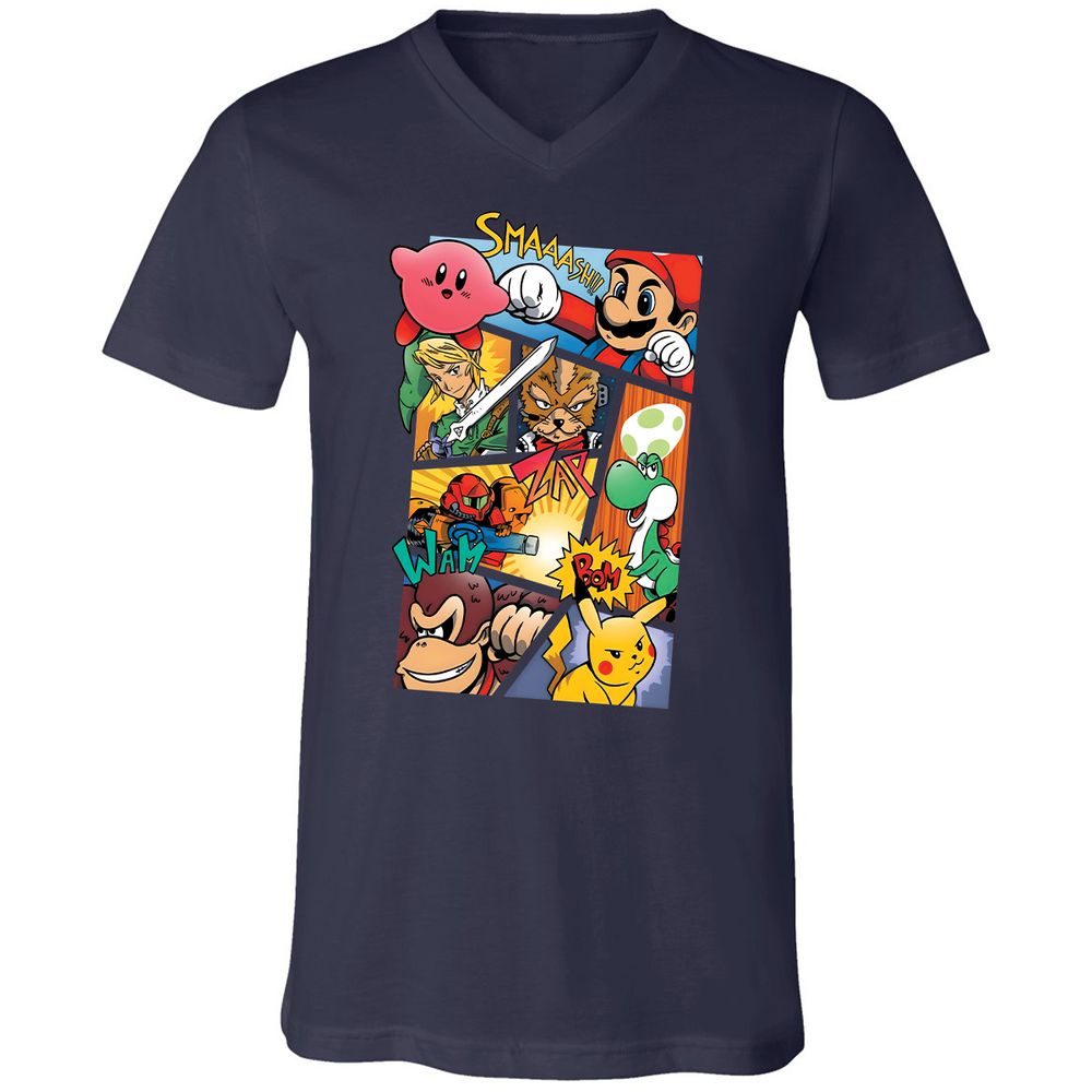 Unisex V-Neck T-Shirt - 29HE1BTW - Navy - 2