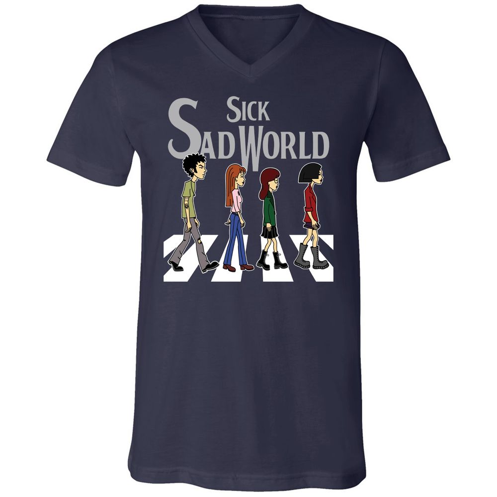 Unisex V-Neck T-Shirt - X9BUZHRT - Navy - 2