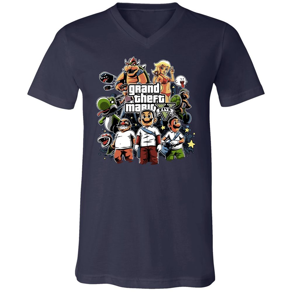 Unisex V-Neck T-Shirt - F39AGP7U - Navy - 2