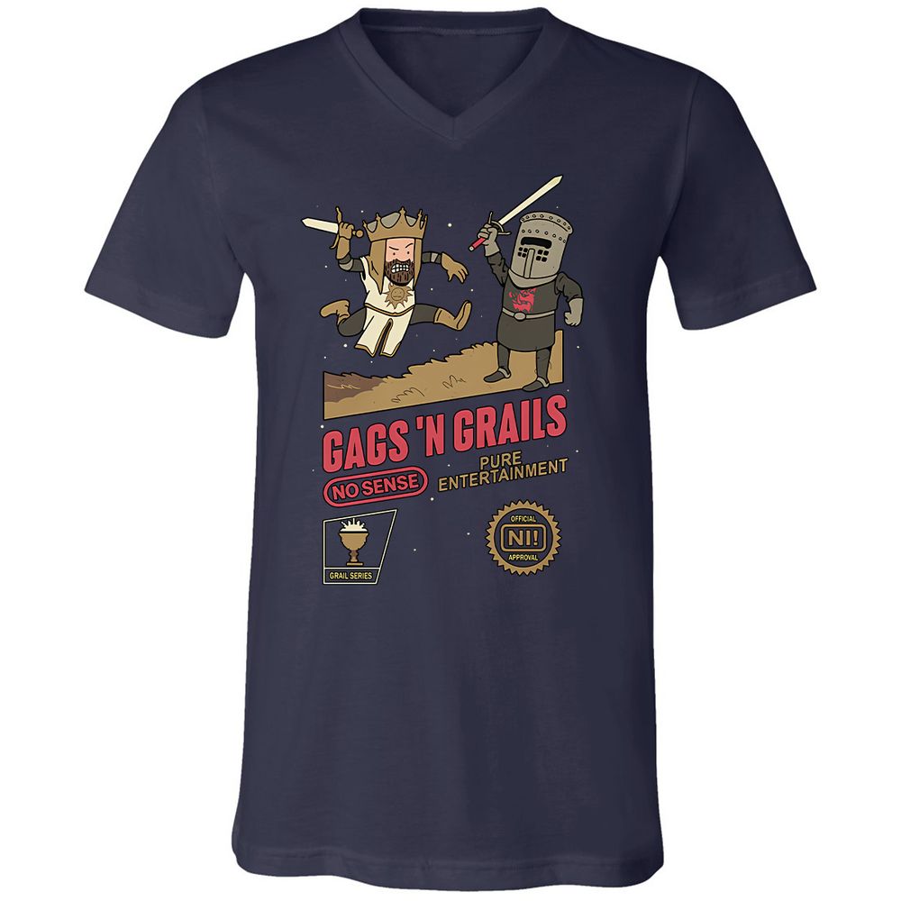 Unisex V-Neck T-Shirt - E86P23SQ - Navy - 2