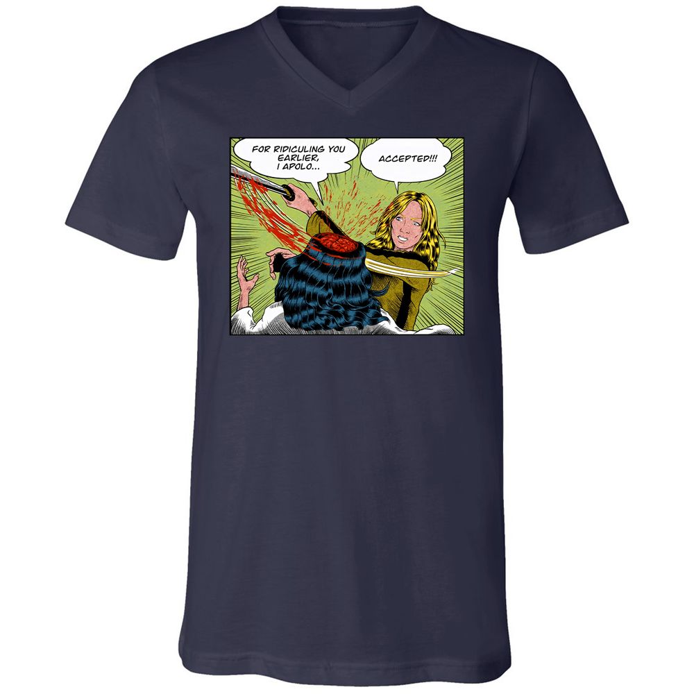 Unisex V-Neck T-Shirt - VNMTXBGW - Navy - 2