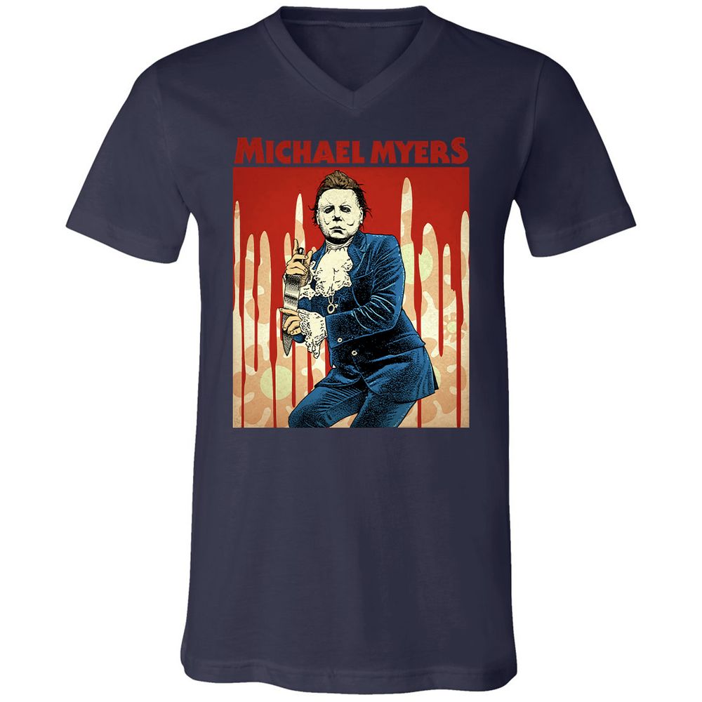 Unisex V-Neck T-Shirt - 5QMSAYPT - Navy - 2