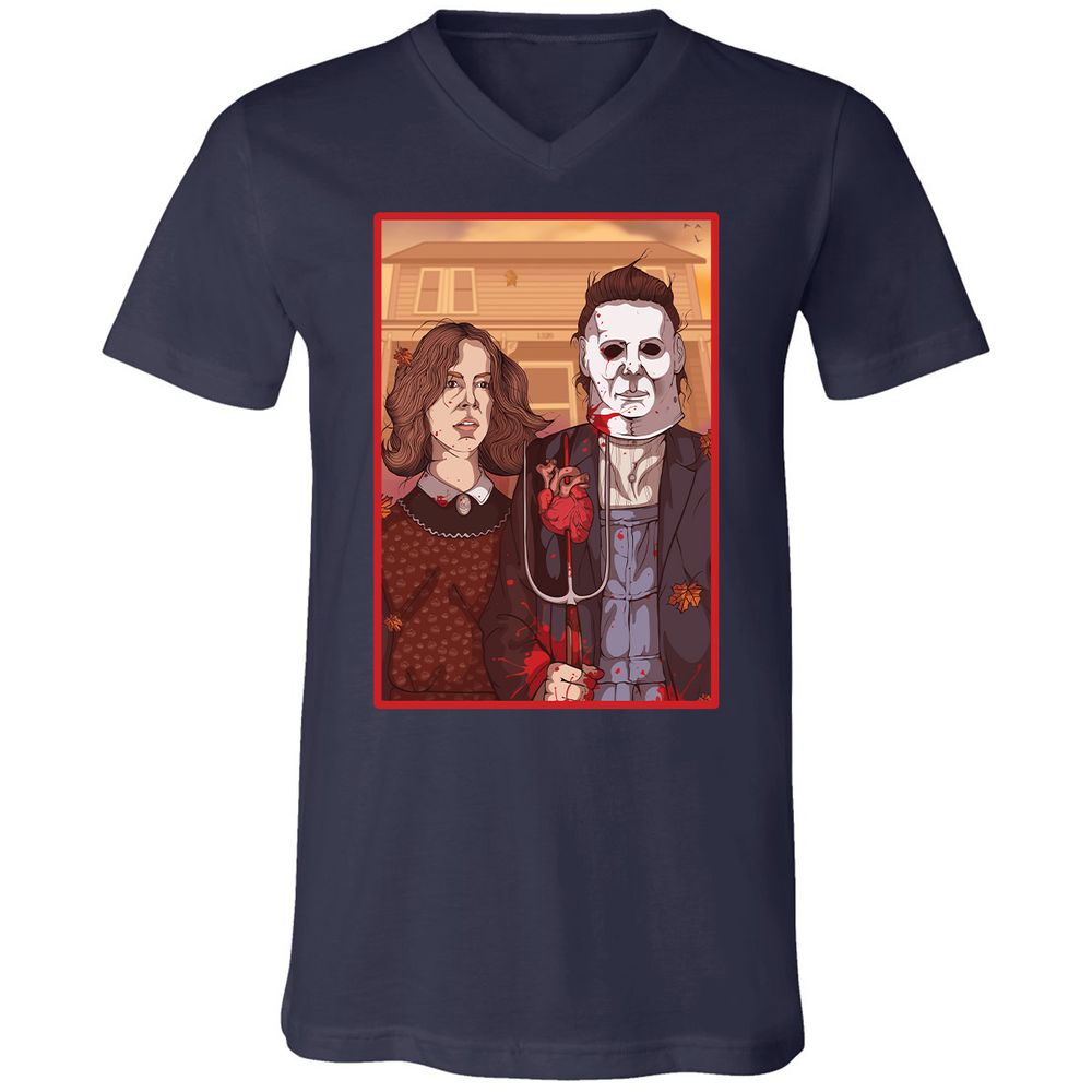 Unisex V-Neck T-Shirt - 6GFF19ZQ - Navy - 2