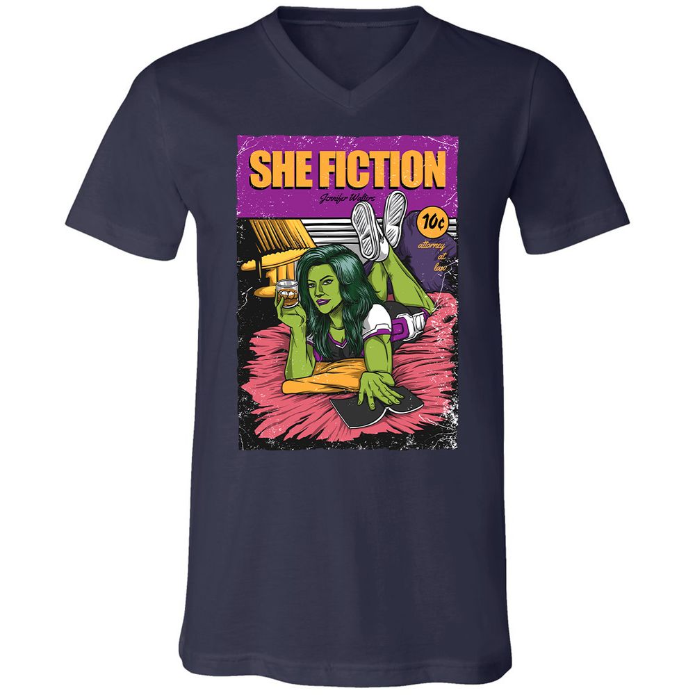 Unisex V-Neck T-Shirt - X1QNLK64 - Navy - 2