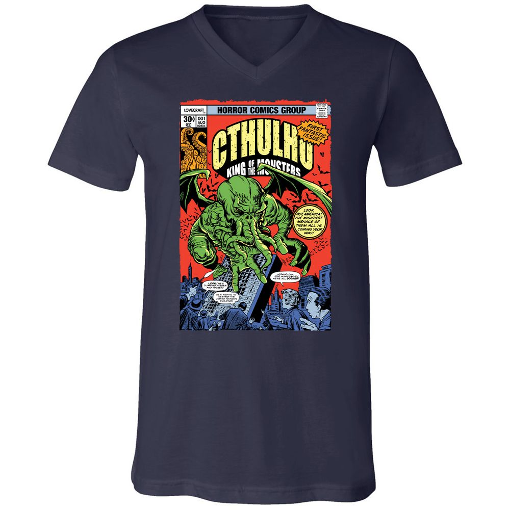 Unisex V-Neck T-Shirt - XKZ1X9TJ - Navy - 2