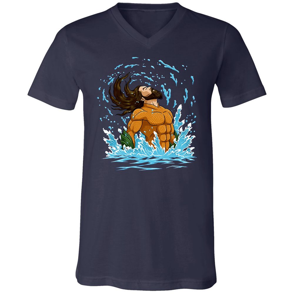 Unisex V-Neck T-Shirt - WK6BK53N - Navy - 2