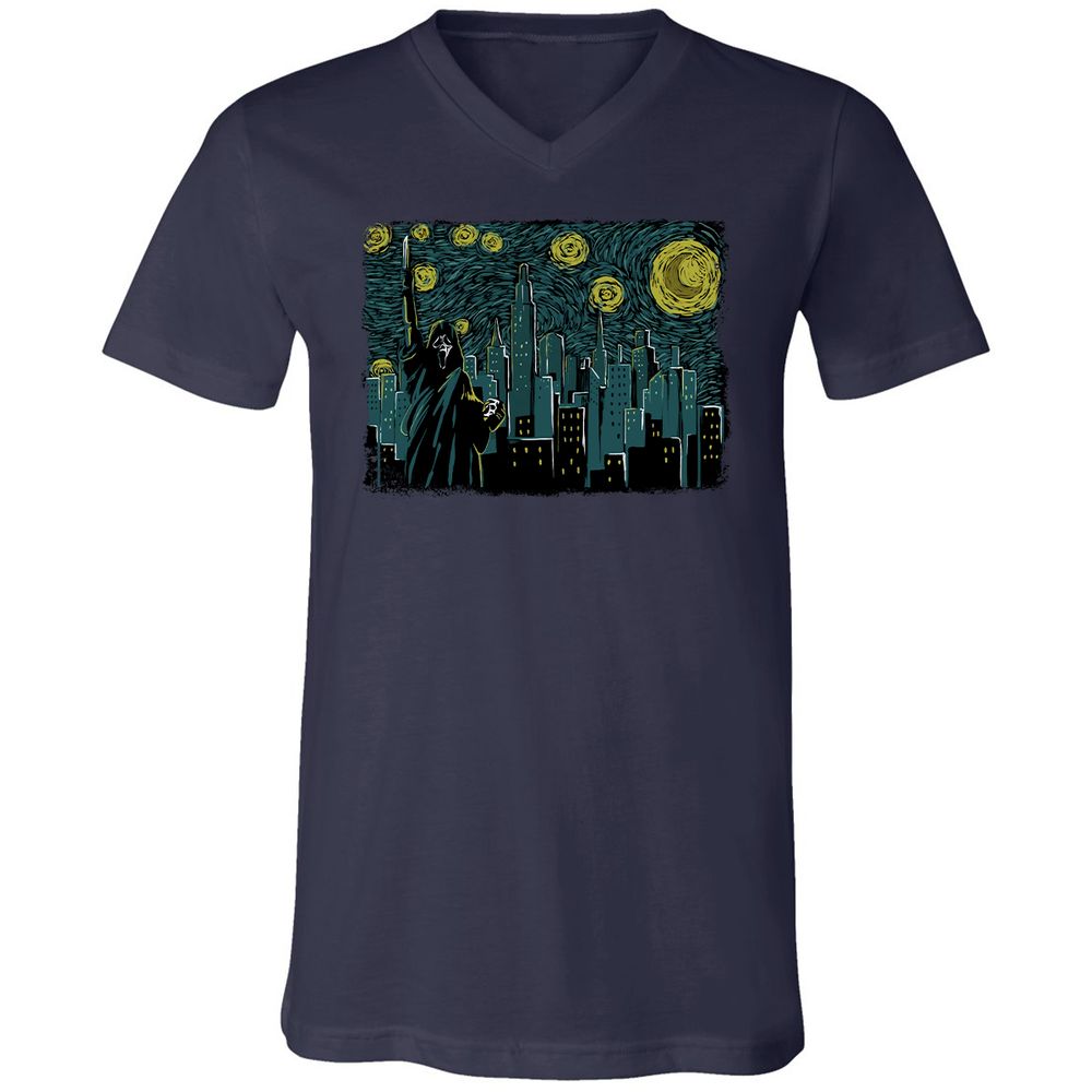 Unisex V-Neck T-Shirt - GDW94Q9B - Navy - 2