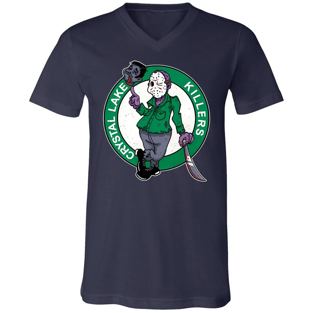 Unisex V-Neck T-Shirt - ADLVUVR4 - Navy - 2