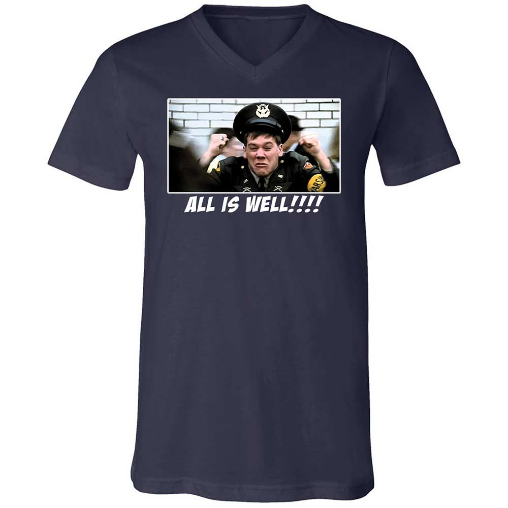 Unisex V-Neck T-Shirt - Q6XM7DZE - Navy - 2