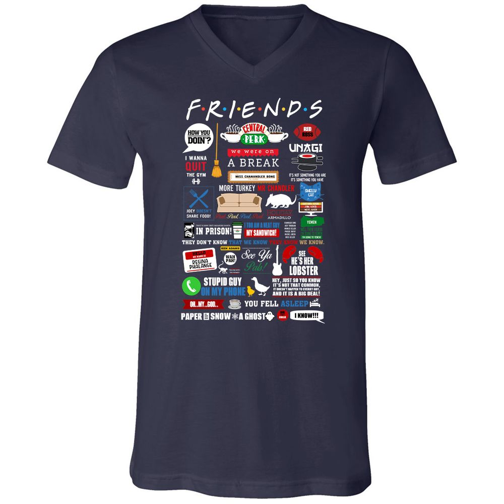 Unisex V-Neck T-Shirt - W4UKF8FB - Navy - 2