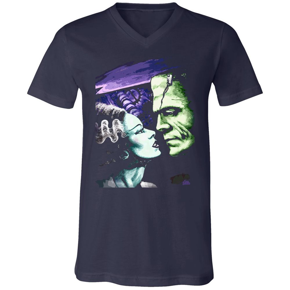 Unisex V-Neck T-Shirt - 8FCJXLRW - Navy - 2