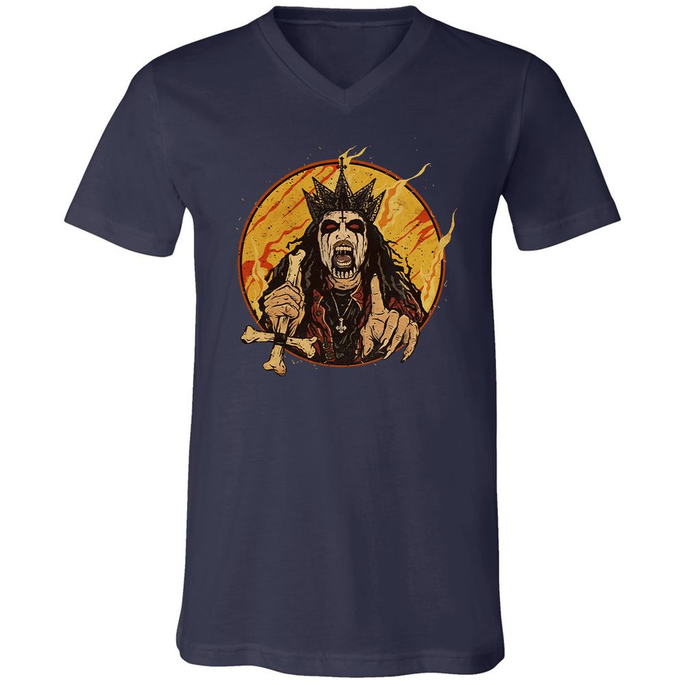 Unisex V-Neck T-Shirt - GFVQPCST - Navy - 2