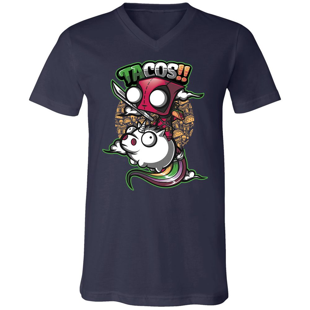 Unisex V-Neck T-Shirt - HBZCTNRH - Navy - 2