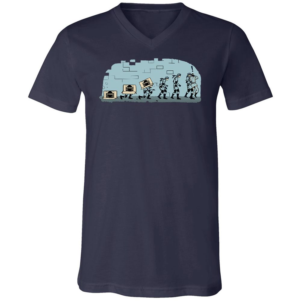 Unisex V-Neck T-Shirt - R16BXFC9 - Navy - 2
