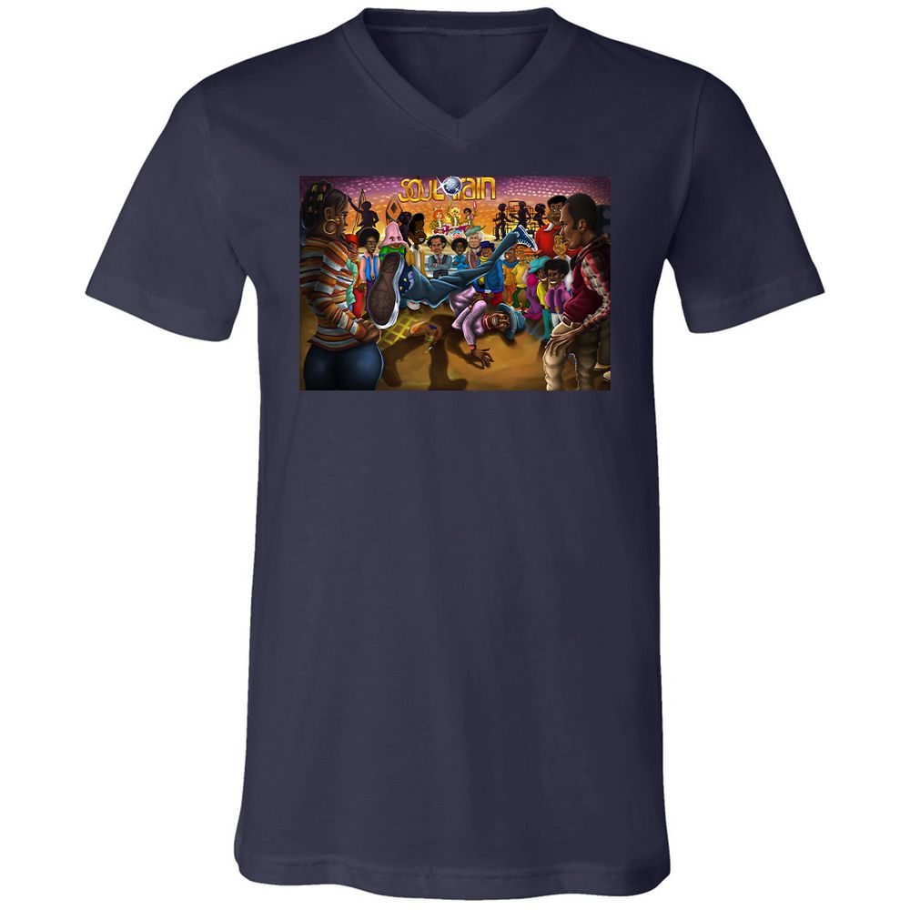Unisex V-Neck T-Shirt - F7JFF4ZY - Navy - 2