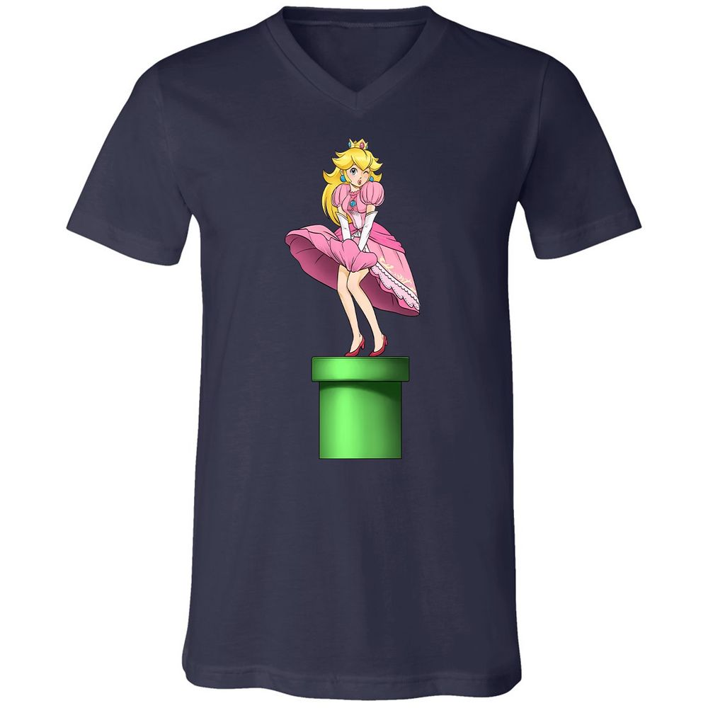 Unisex V-Neck T-Shirt - B6K4W2FP - Navy - 2