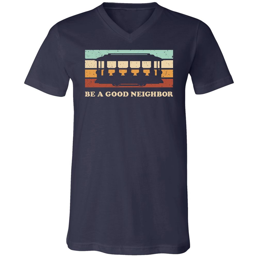 Unisex V-Neck T-Shirt - NYFNZ1QH - Navy - 2