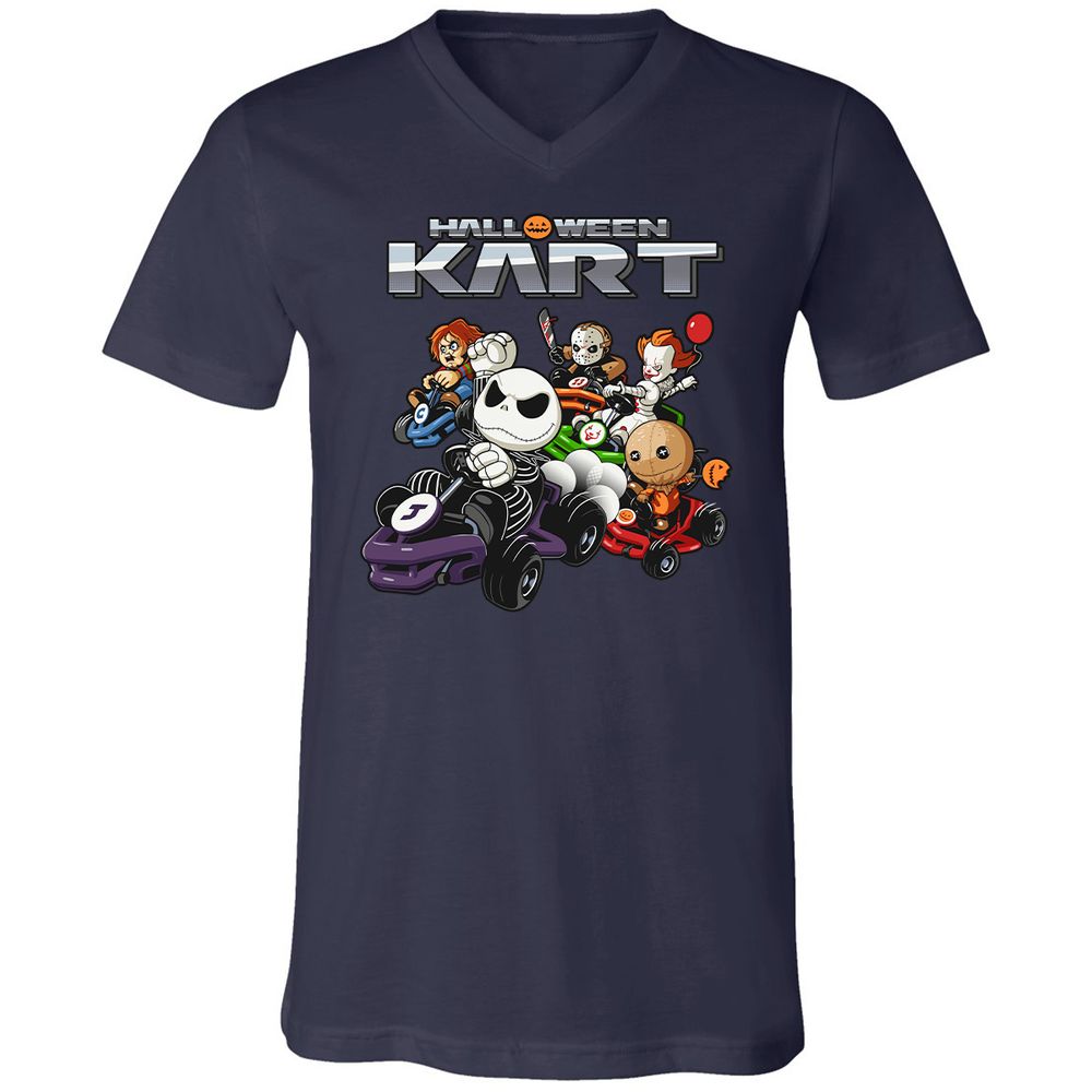 Unisex V-Neck T-Shirt - JWZFBETE - Navy - 2