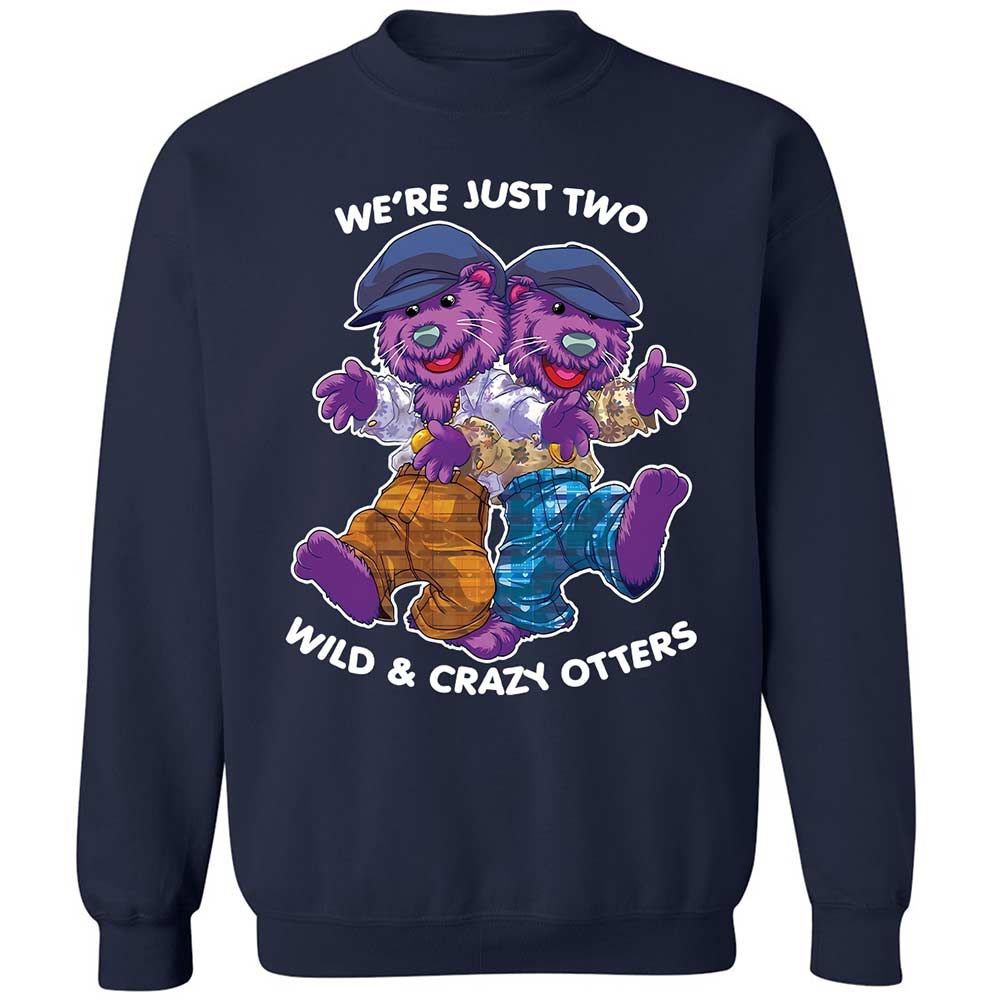 Two wild & crazy otters - Navy - 2