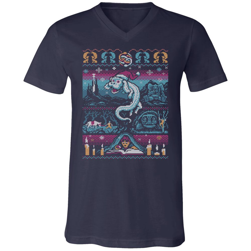 Unisex V-Neck T-Shirt - 9ZKDRY92 - Navy - 2