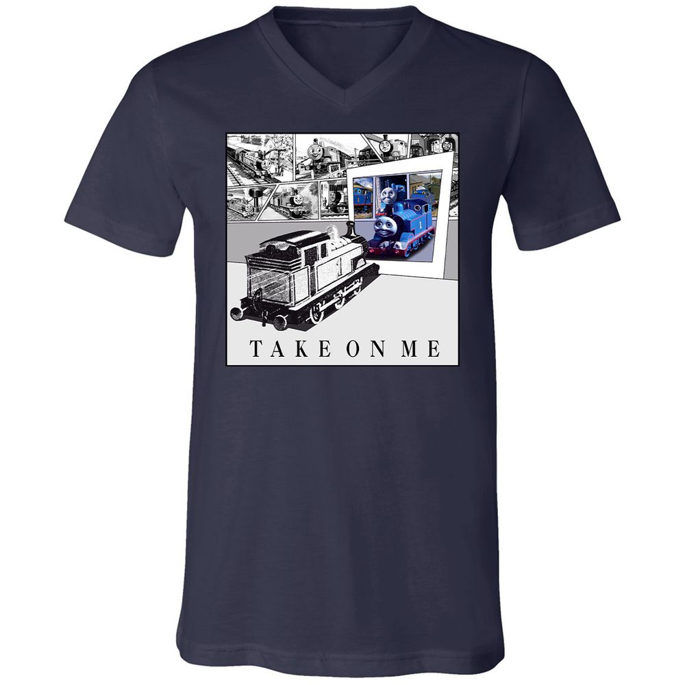 Unisex V-Neck T-Shirt - Q46QBWVE - Navy - 2
