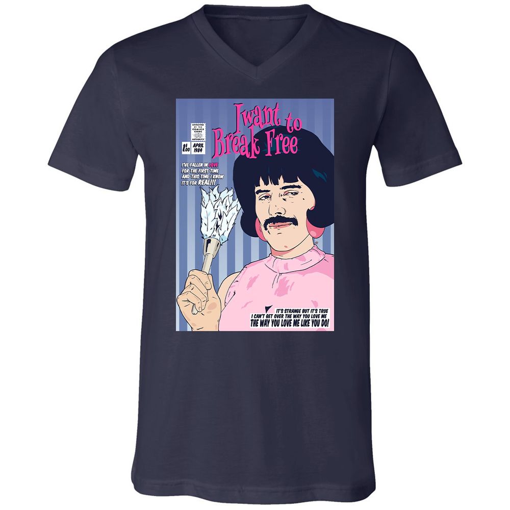 Unisex V-Neck T-Shirt - GGVQ9WXT - Navy - 2