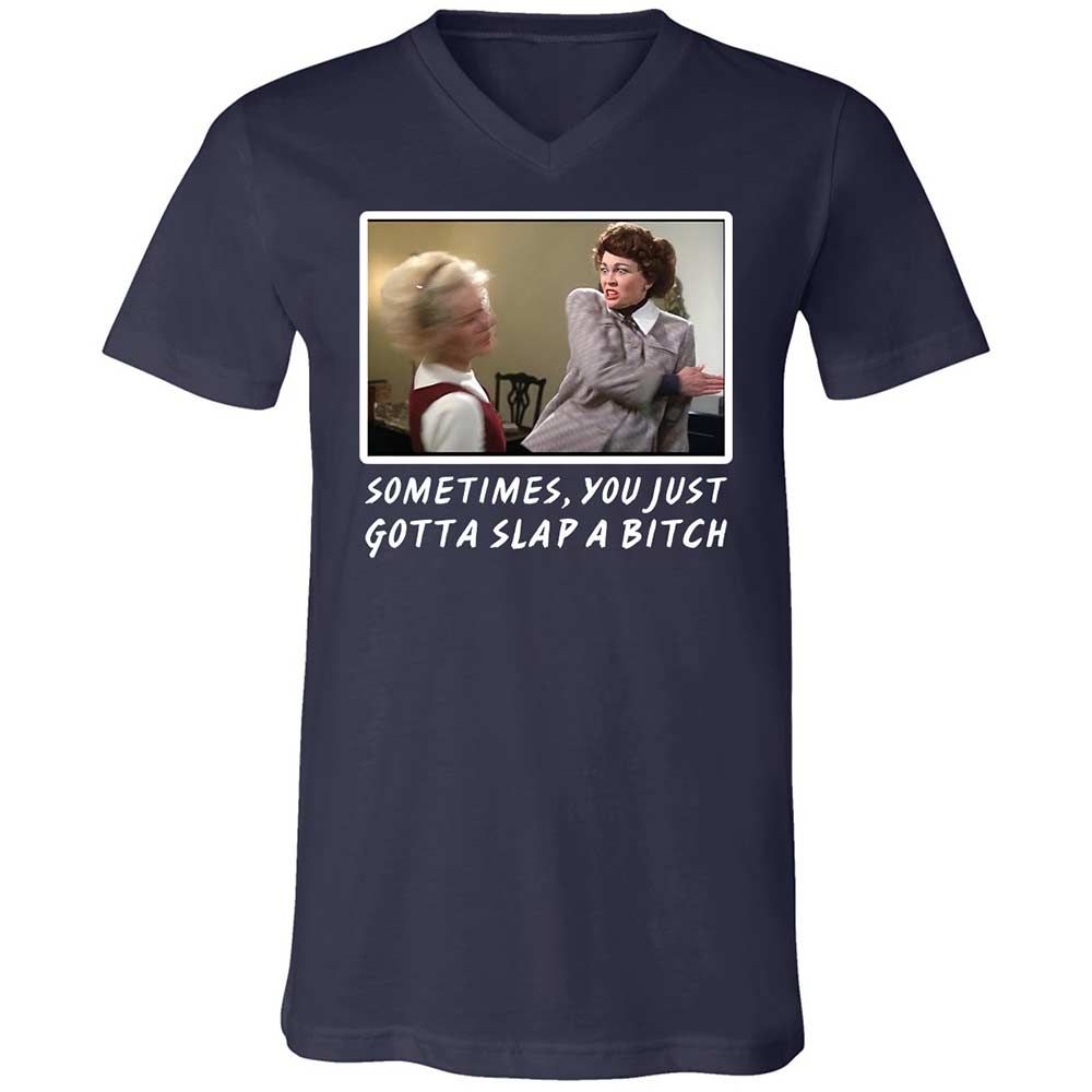 Unisex V-Neck T-Shirt - R7Q5ZZQM - Navy - 2