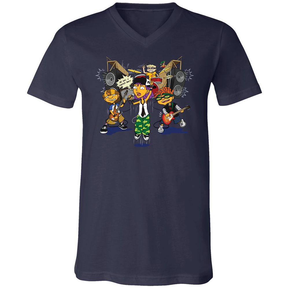 Unisex V-Neck T-Shirt - J887L9YZ - Navy - 2