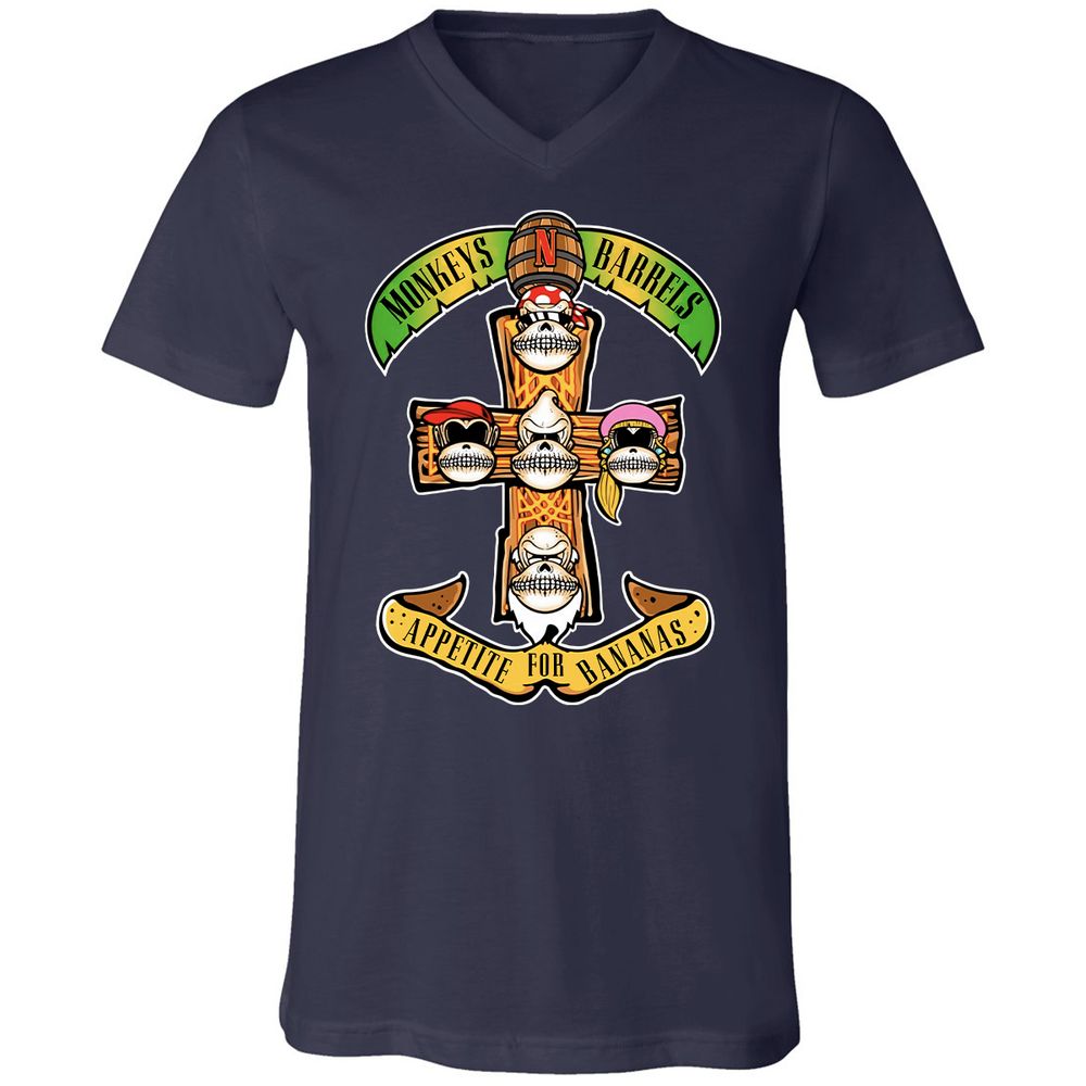 Unisex V-Neck T-Shirt - YR9YFCZ7 - Navy - 2