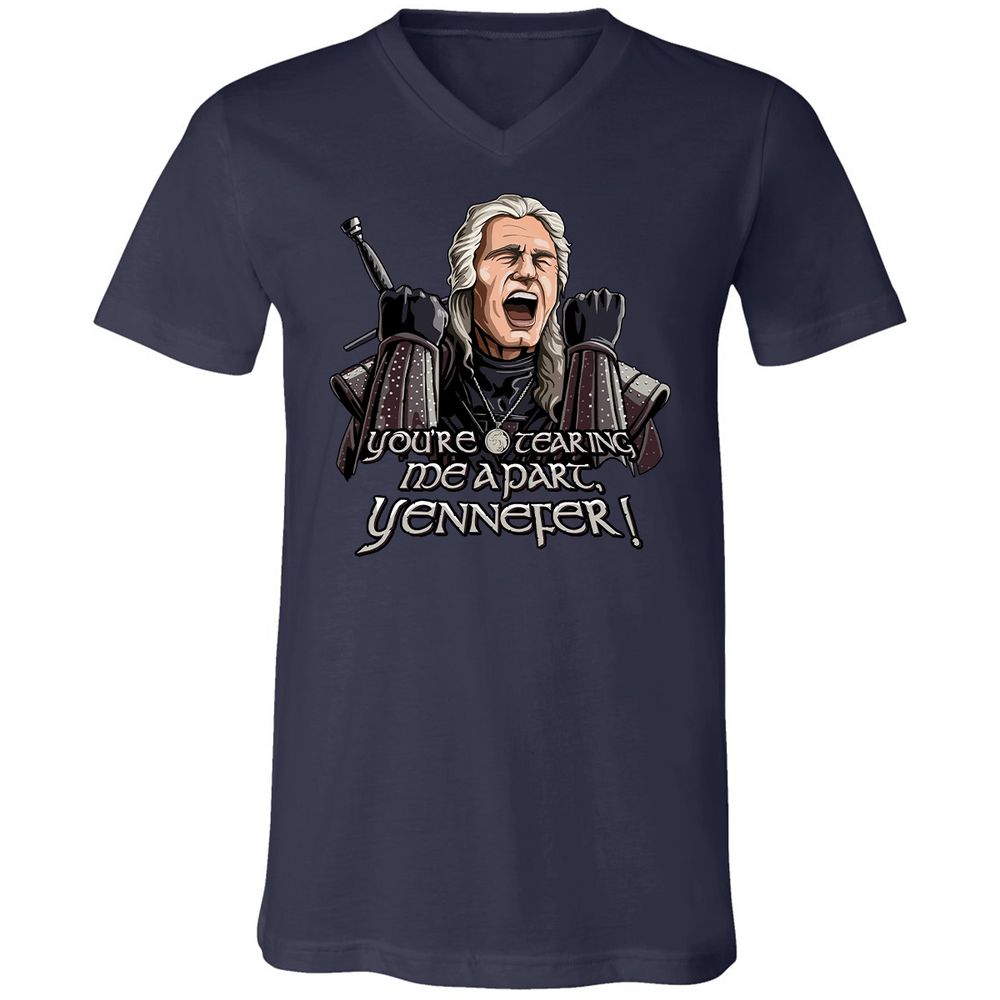 Unisex V-Neck T-Shirt - S56W49CW - Navy - 2