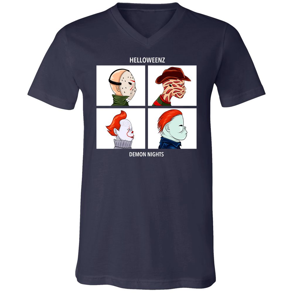 Unisex V-Neck T-Shirt - H1EBDSJJ - Navy - 2
