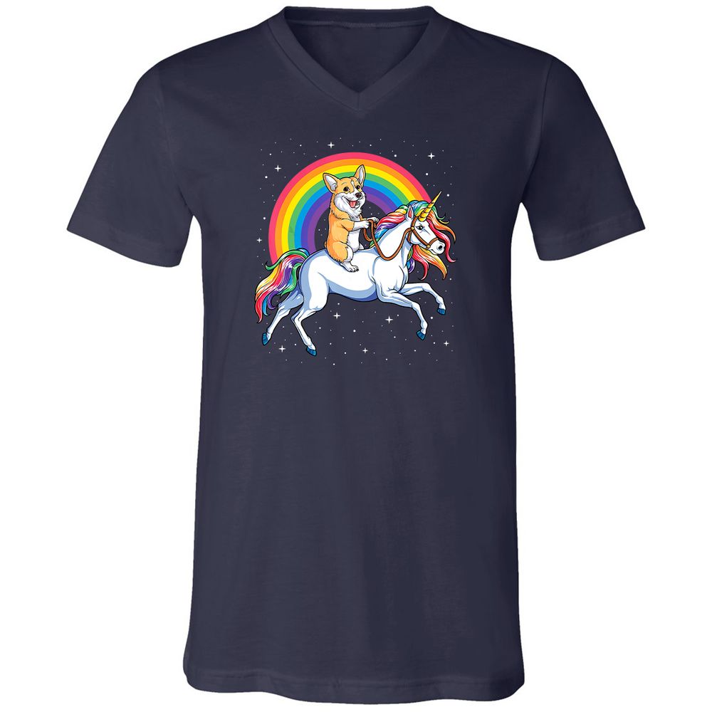 Unisex V-Neck T-Shirt - 8DJY7FKP - Navy - 2