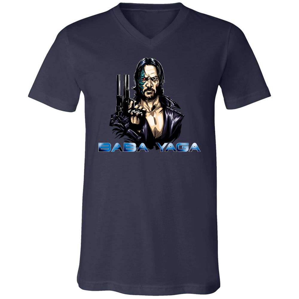 Unisex V-Neck T-Shirt - F3FKQY1T - Navy - 2