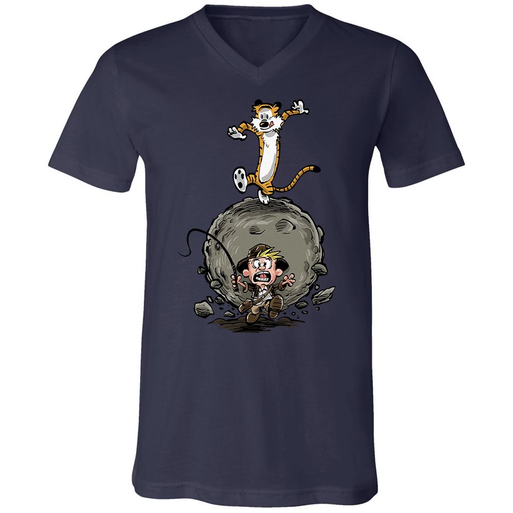 Unisex V-Neck T-Shirt - Y27DQTJR - Navy - 2