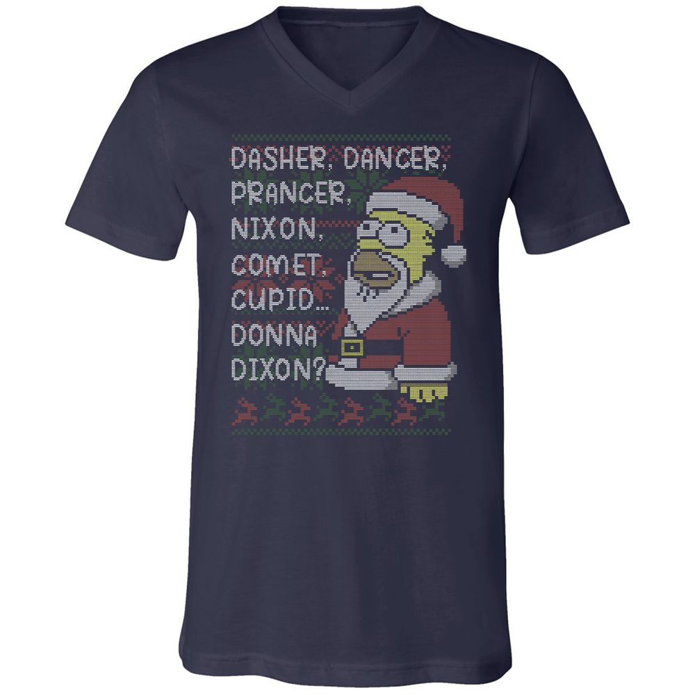 Unisex V-Neck T-Shirt - XU99ZG5J - Navy - 2