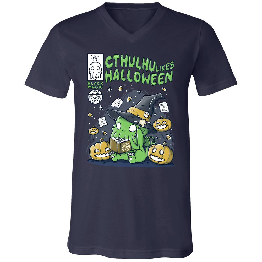 Unisex V-Neck T-Shirt - EGSXQRHN - Navy - 2