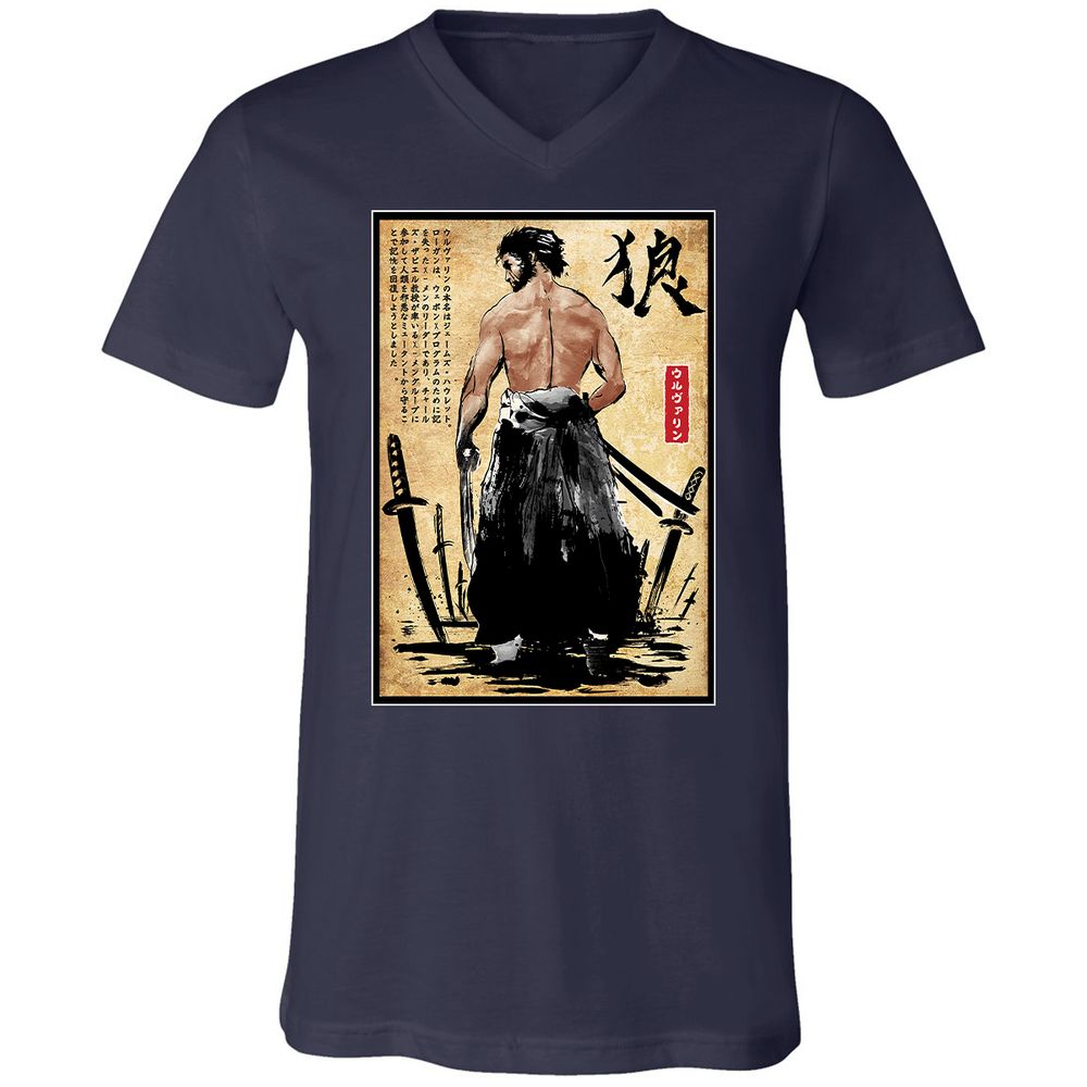 Unisex V-Neck T-Shirt - F78XUM95 - Navy - 2