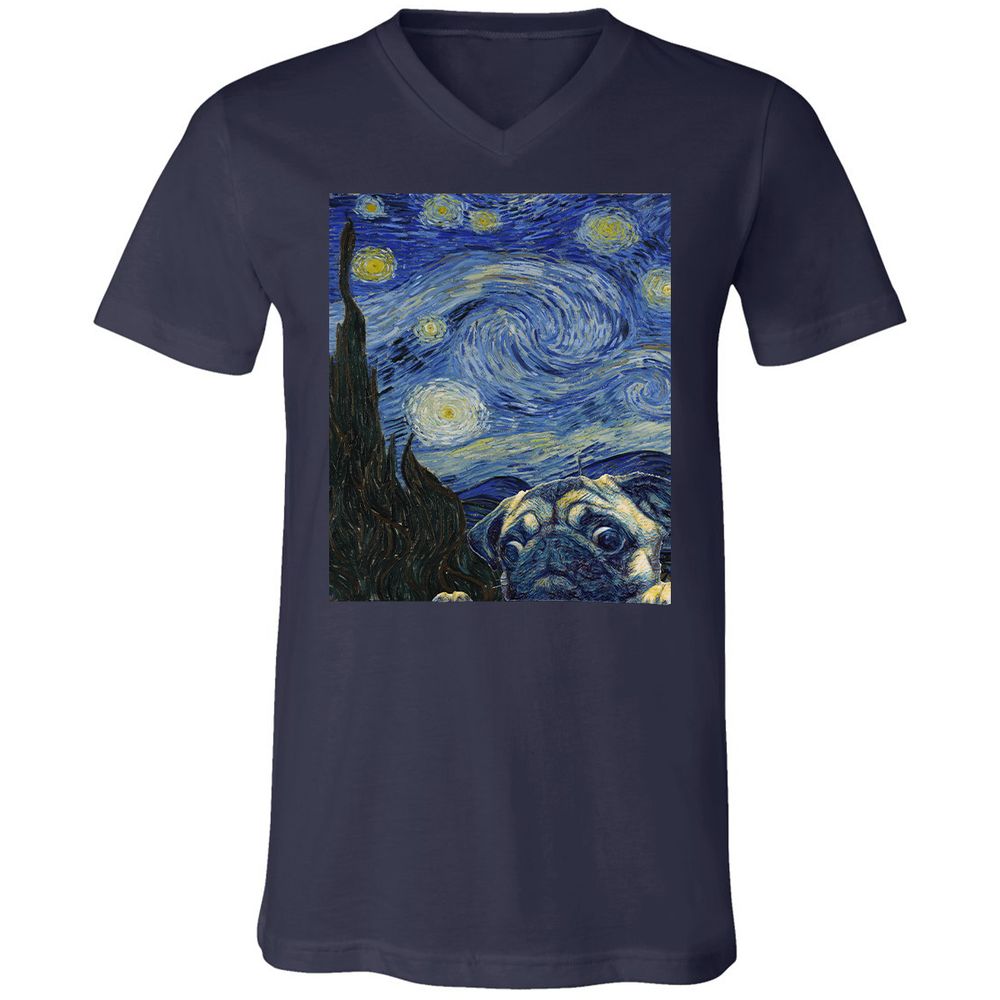 Unisex V-Neck T-Shirt - HJTLKY25 - Navy - 2