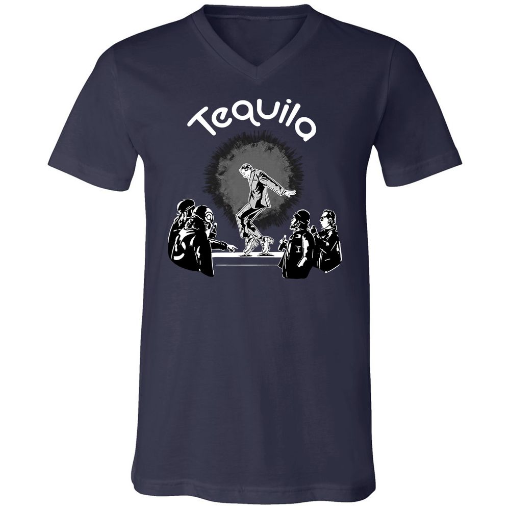 Unisex V-Neck T-Shirt - QRKM3NUU - Navy - 2