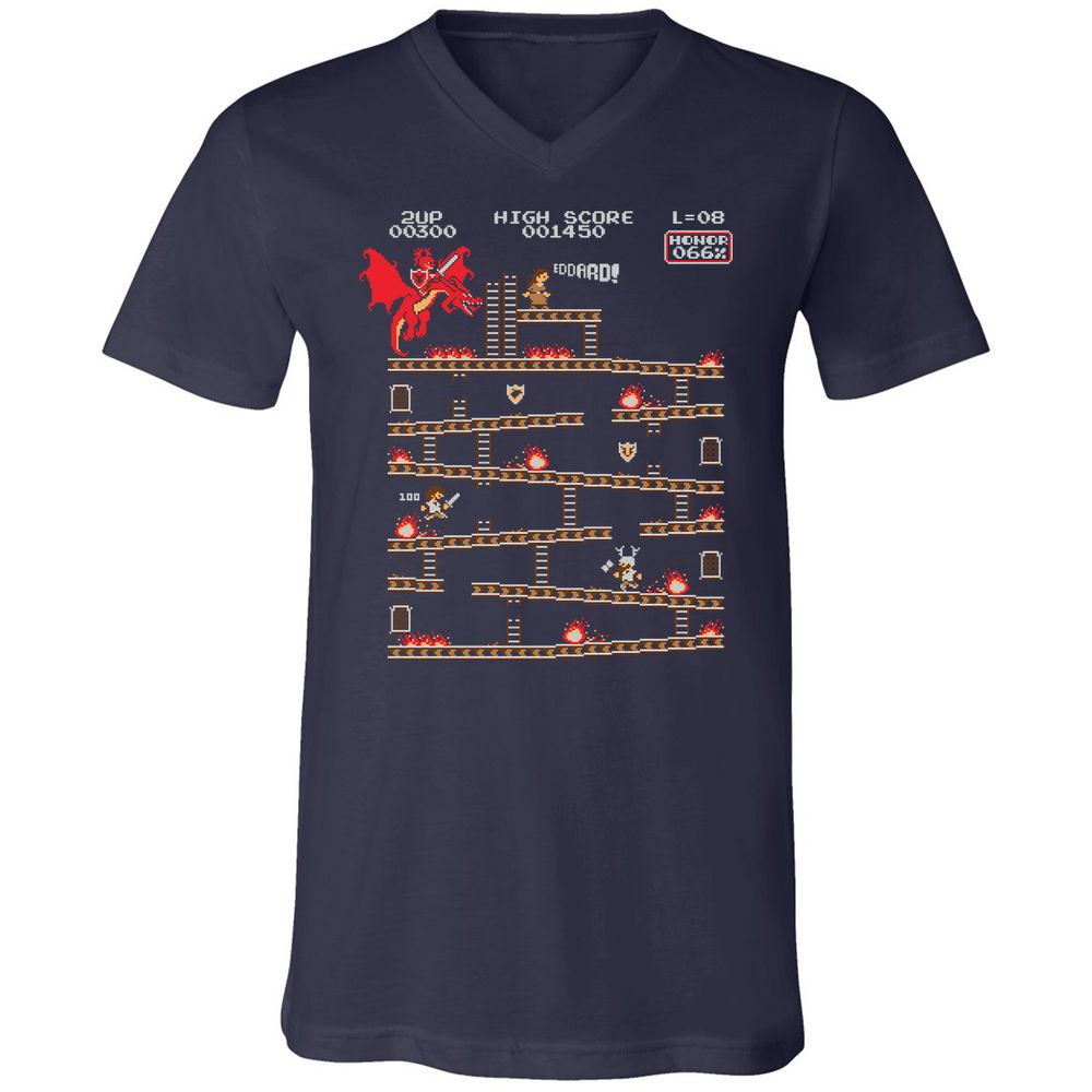 Unisex V-Neck T-Shirt - YJNM7NTU - Navy - 2